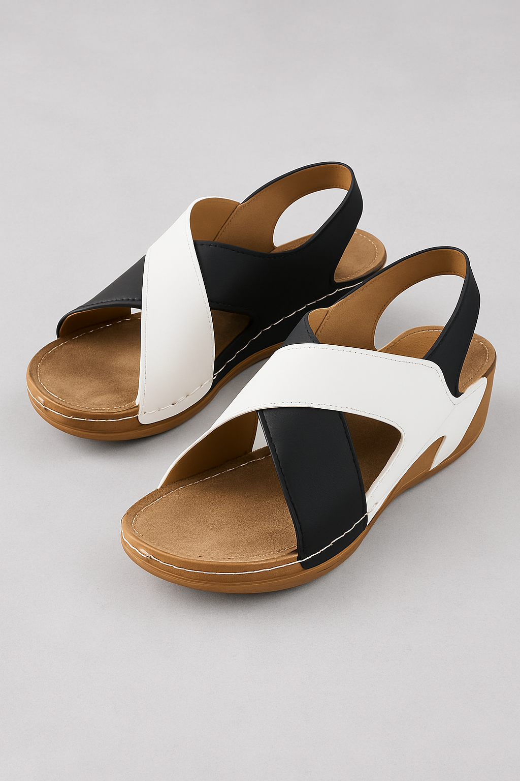 Luna | Sandali da donna con cinturino incrociato - Nero - Frauen Sandalen Summer - Concept Palermo
