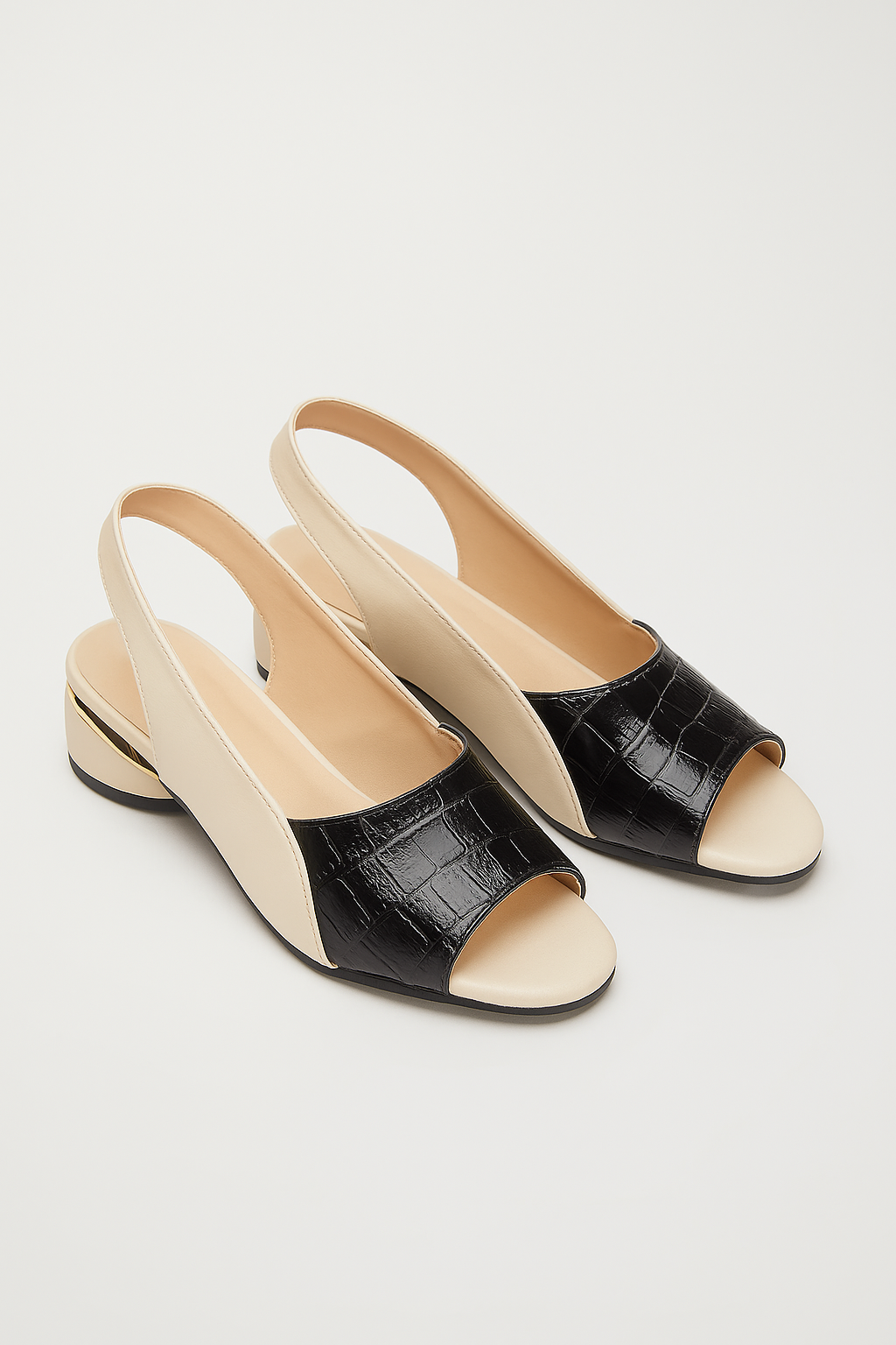 Clara | Eleganti sandali slingback con motivo rettile e tacco blocco - Nero - Frauen Absätze Gifts for women shoes for women women Womens womens fashion - Concept Palermo
