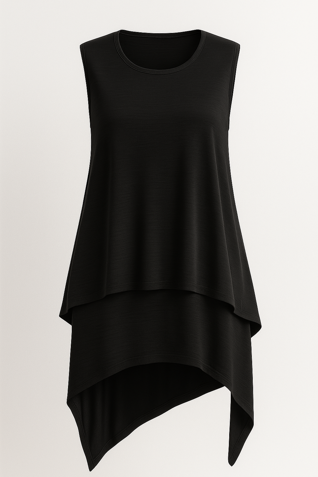 Aria | Top senza maniche asimmetrica fluida - Nero - - Concept Palermo