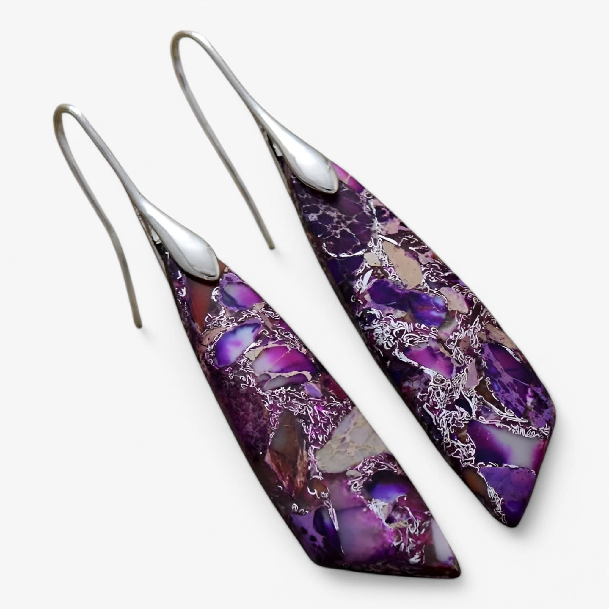 Orecchino geometrico con pietre preziose boeme - Viola - EARRINGS Earrings for Women Girls New Fashion Earrings - Concept Palermo