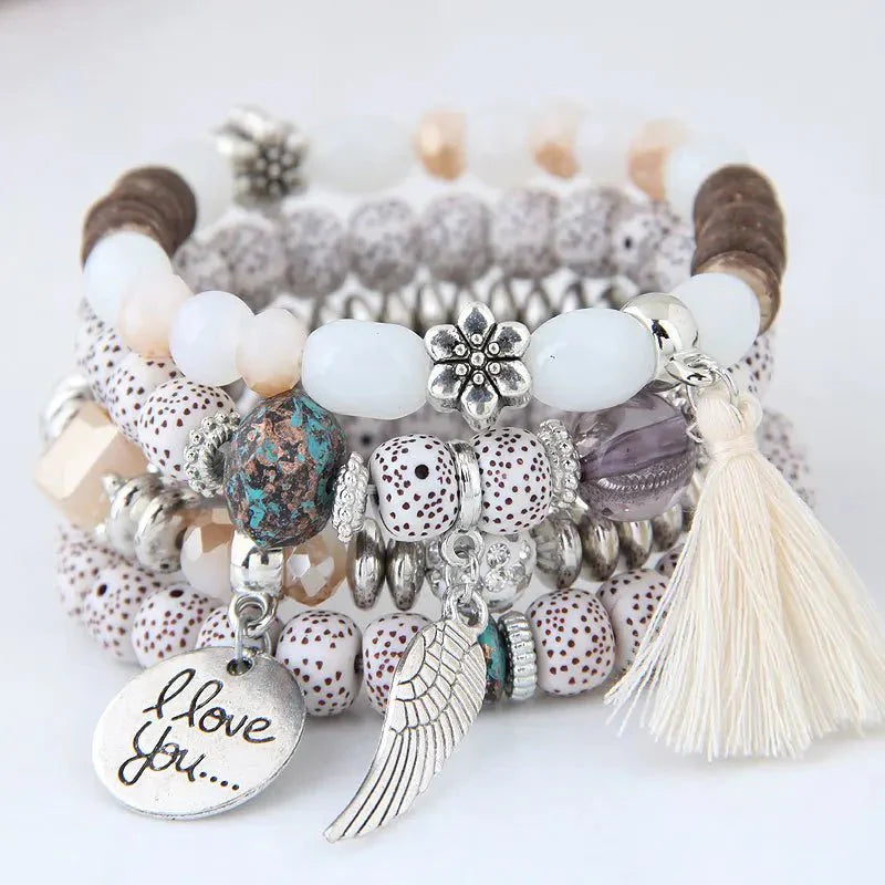 Bracciali avvolgenti con perline charme bohemien - Bianco - BRACELET FOR WOMEN BRACELETS bracelets for women - Concept Palermo