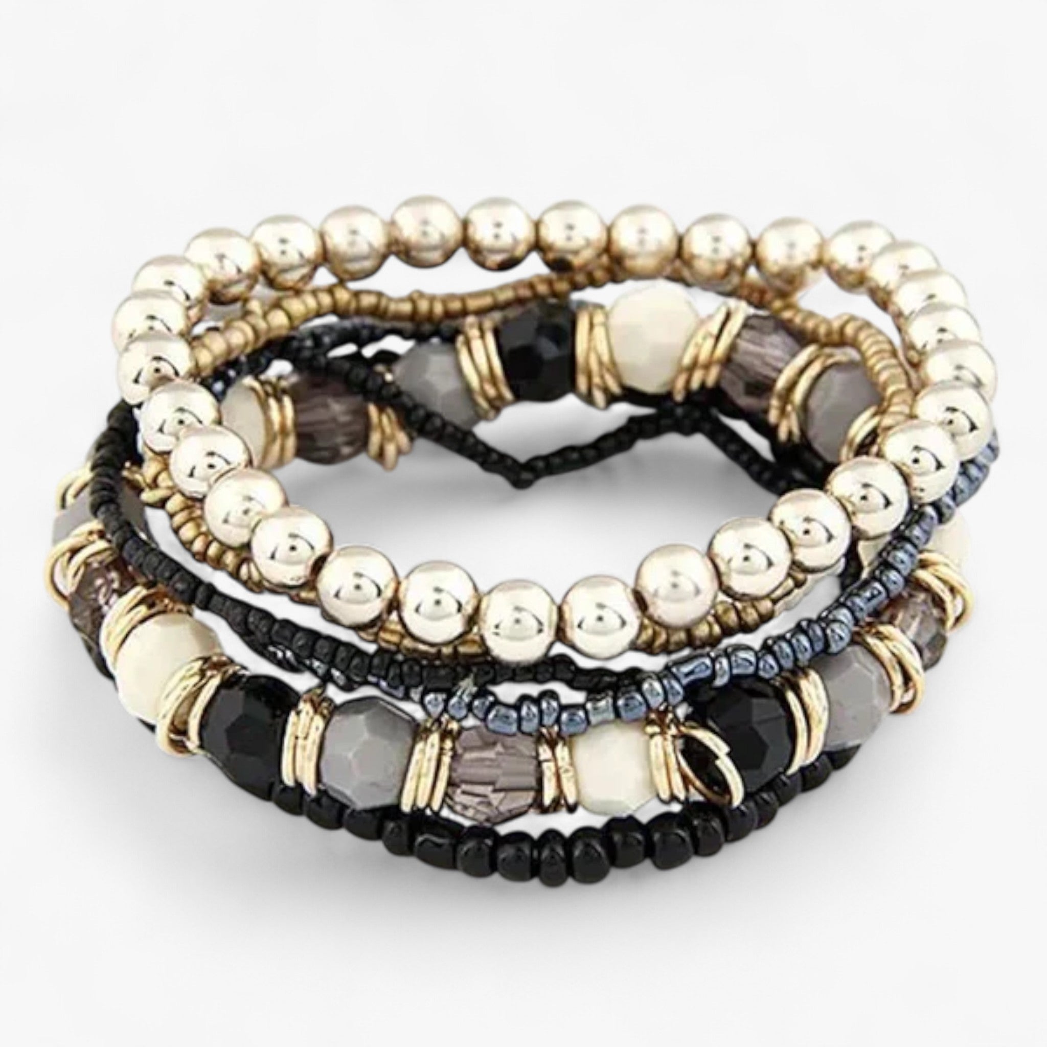 Bracciali avvolgenti con perline charme bohemien - Nero-Oro - BRACELET FOR WOMEN BRACELETS bracelets for women - Concept Palermo