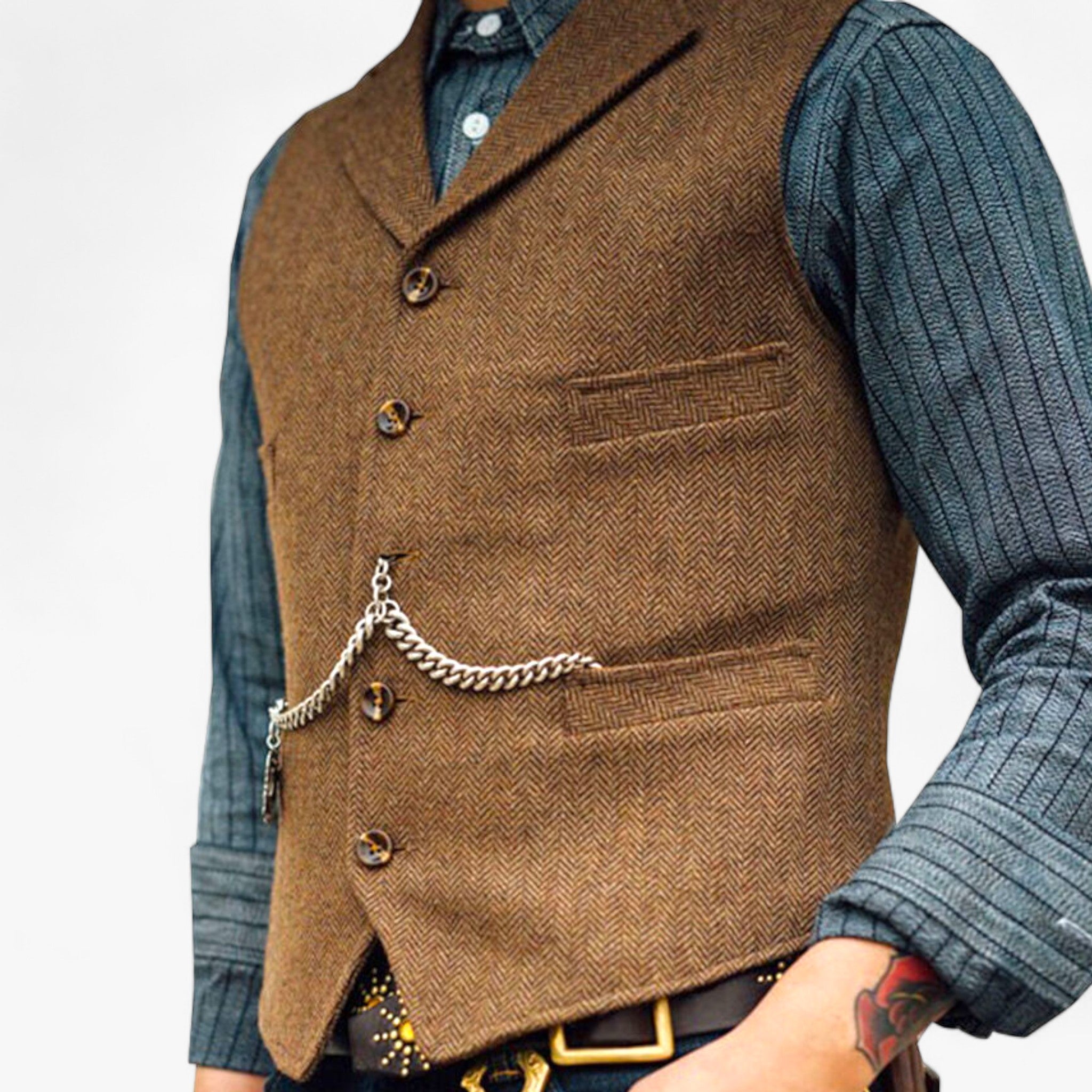 Henry | Gilet business in ottone - Eleganza senza tempo - Marrone - - Concept Palermo