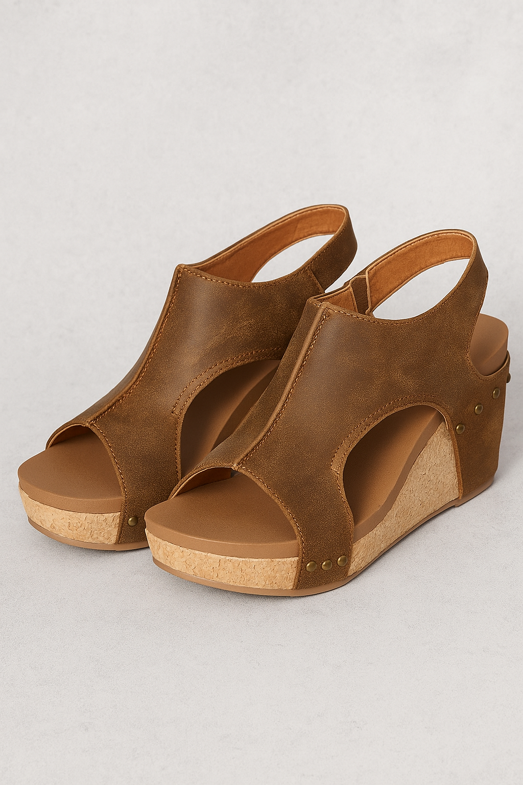 Sienna | Sandalo con tacco a fascia per donne in camoscio con suola in sughero - Marrone - Fashion & Casual Sandals - Concept Palermo