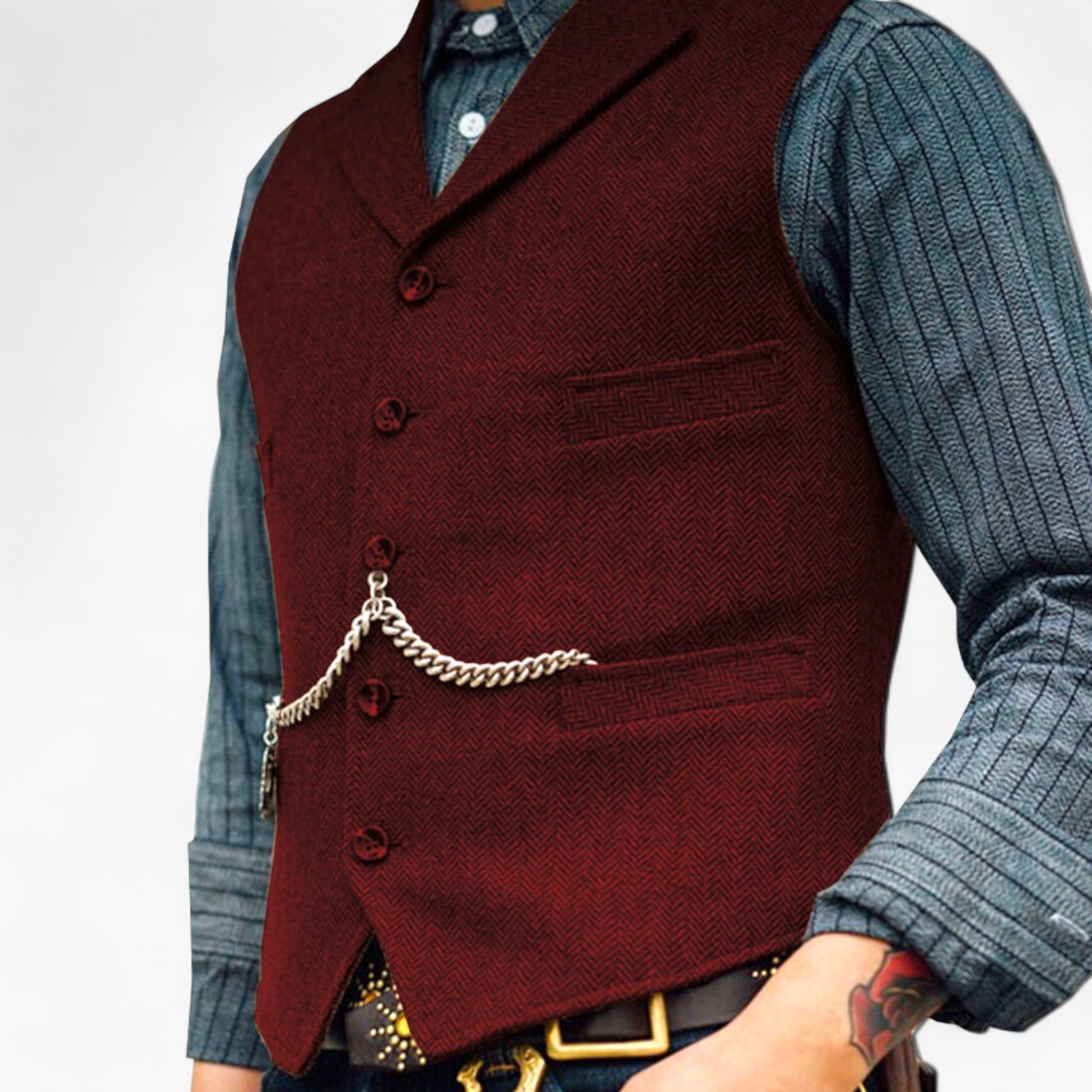 Henry | Gilet business in ottone - Eleganza senza tempo - Borgogna - - Concept Palermo