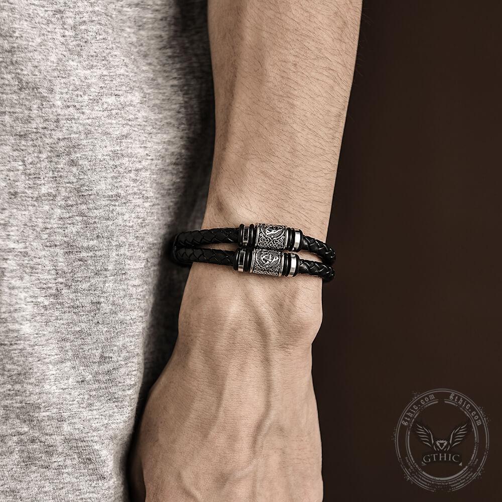 Bracciale classico in pelle intrecciata in acciaio inossidabile - - bracelet for men - Concept Palermo