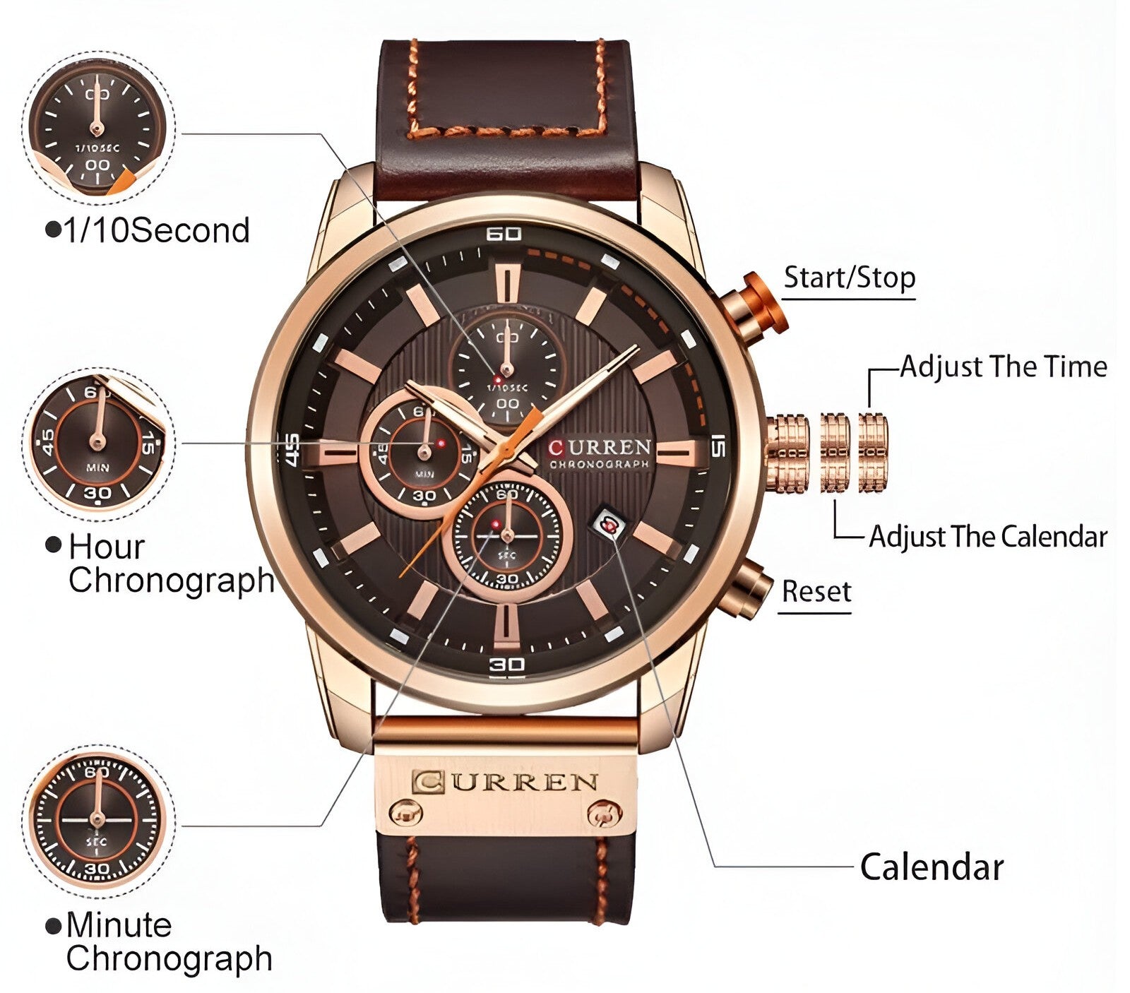 Orologio cronografo da polso CURREN per uomo - - watch WATCHES FOR MEN wistwatches - Concept Palermo