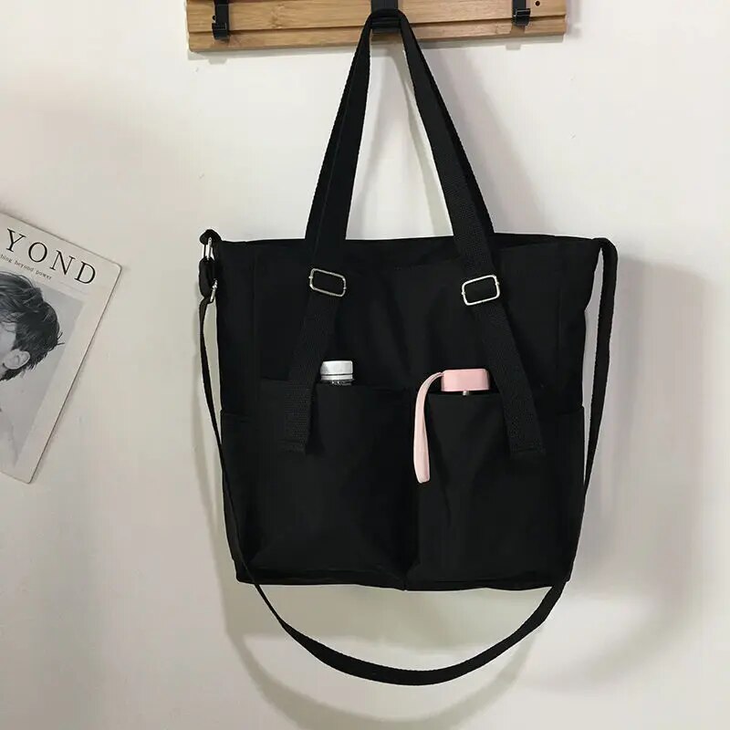 Aurelia - Borsa di tela grande impermeabile - Nero - Bags canvas bag handbags Shoulder Bags tote bag tote bags women bags Women's handbags - Concept Palermo