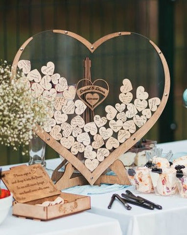 Colline | Libro degli ospiti a forma di cuore | Crea ricordi - - Decoration guestbook heart shape home decor wedding decor wooden heart shape - Concept Palermo