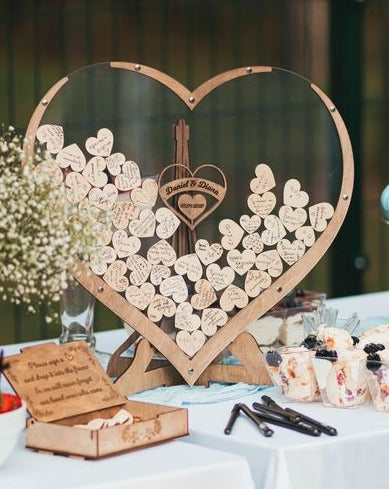 Colline | Libro degli ospiti a forma di cuore | Crea ricordi - - Decoration guestbook heart shape home decor wedding decor wooden heart shape - Concept Palermo