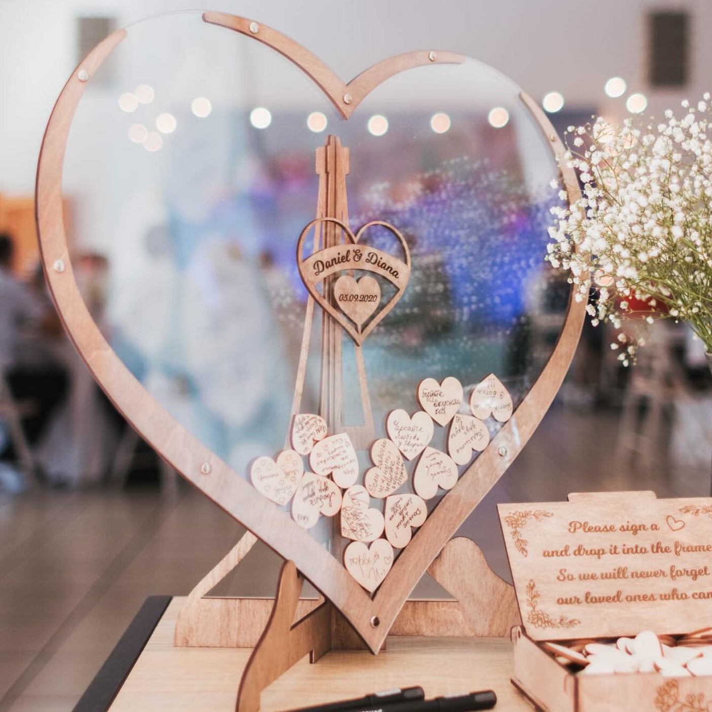 Colline | Libro degli ospiti a forma di cuore | Crea ricordi - Ricordi sinceri (60 cuori) - Decoration guestbook heart shape home decor wedding decor wooden heart shape - Concept Palermo