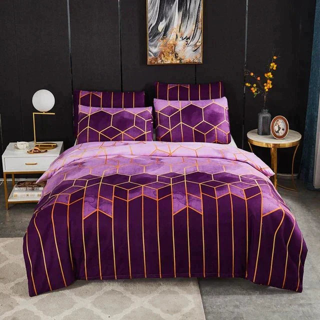 Luxe Layer - Copriletto 'Motivo geometrico' rinfrescante e traspirante - Viola - Bedding bedsheets - Concept Palermo