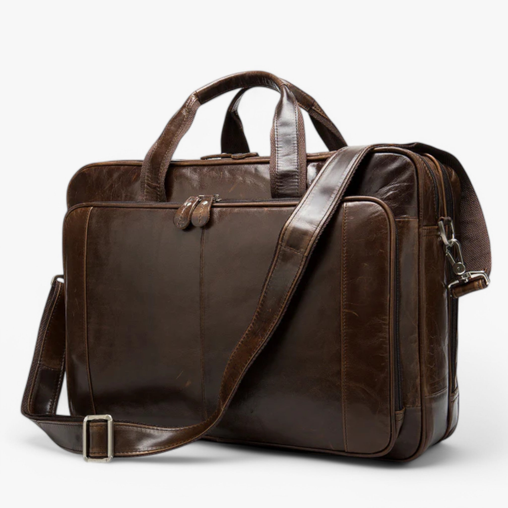 Marco | Borsa in Pelle con Tracolla - Caffè - - Concept Palermo