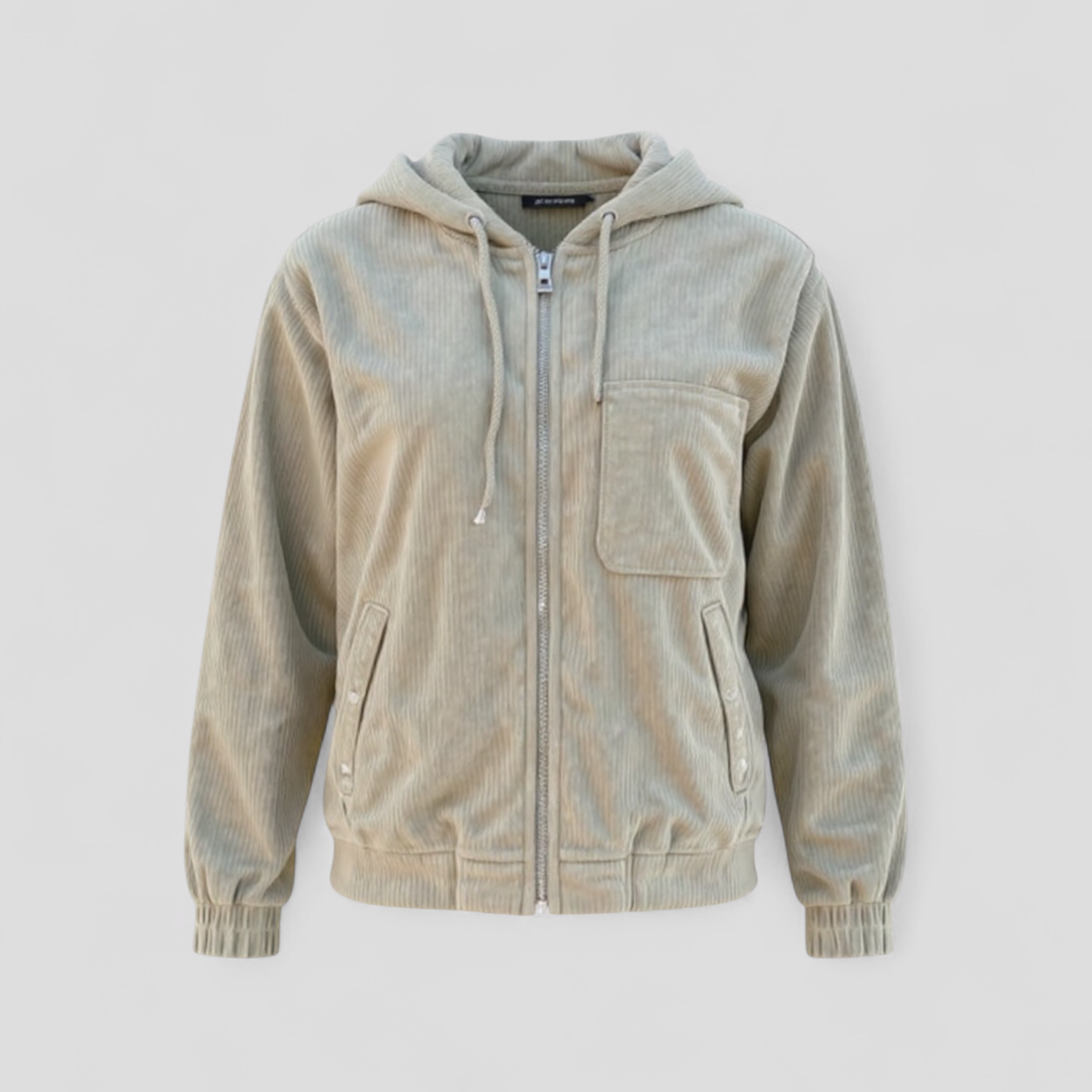 Vallea | Giacca Invernale Donna con Cappuccio in Velluto - Beige - abbigliamento donna cappuccio giacca calda giacca comoda giacca con zip giacca donna giacca per inverno giacca velluto a coste giacca versatile stile retrò - Concept Palermo