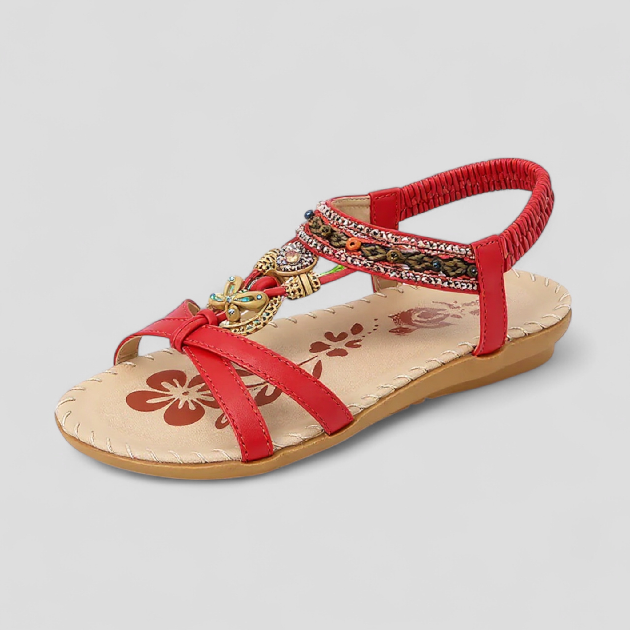 Reanata | Sandali Donna Comodi Eleganti Bassi - Rosso - sandali antiscivolo sandali comfort sandali con cinturino sandali eleganti sandali estivi sandali leggeri sandali ortopedici sandali vegan scarpe da passeggio scarpe sostenibili - Concept Palermo