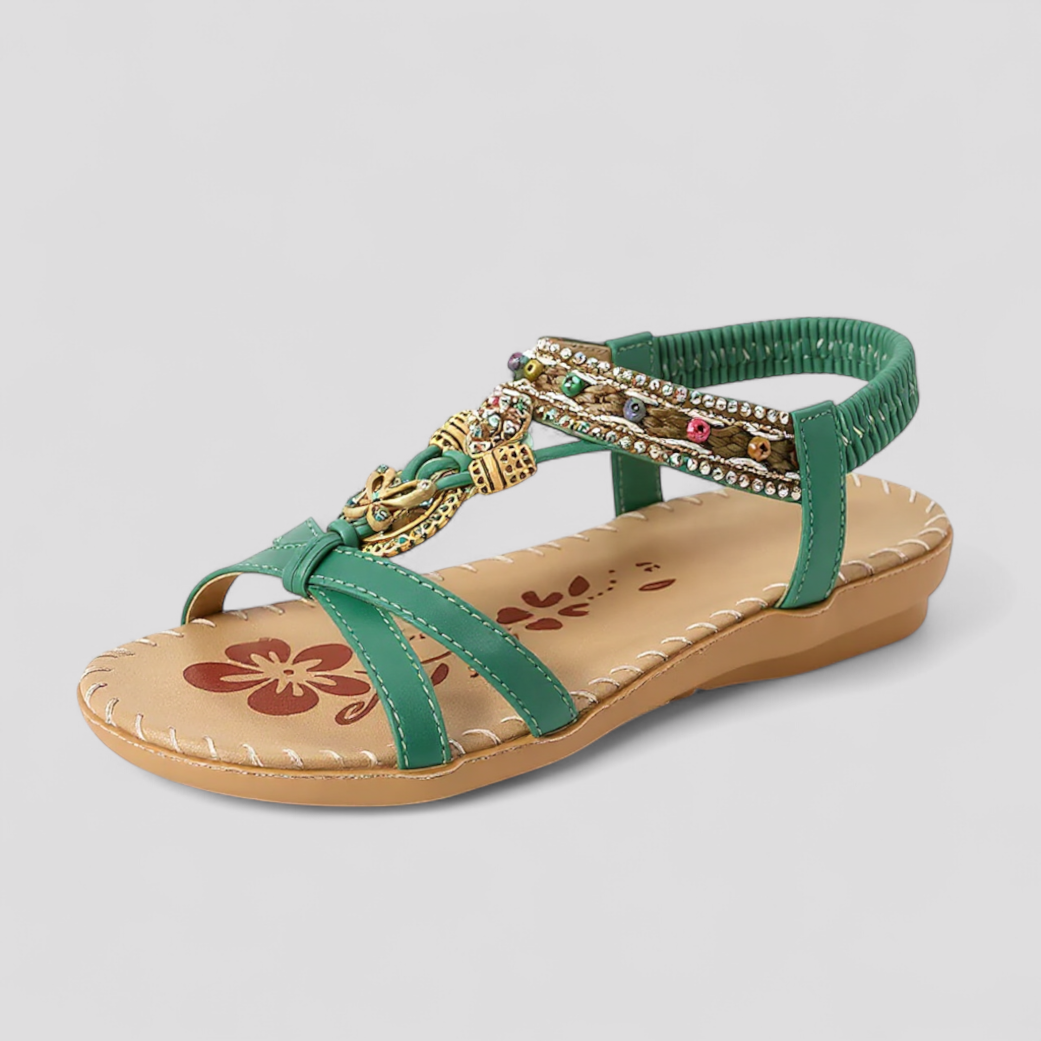 Reanata | Sandali Donna Comodi Eleganti Bassi - Verde - sandali antiscivolo sandali comfort sandali con cinturino sandali eleganti sandali estivi sandali leggeri sandali ortopedici sandali vegan scarpe da passeggio scarpe sostenibili - Concept Palermo