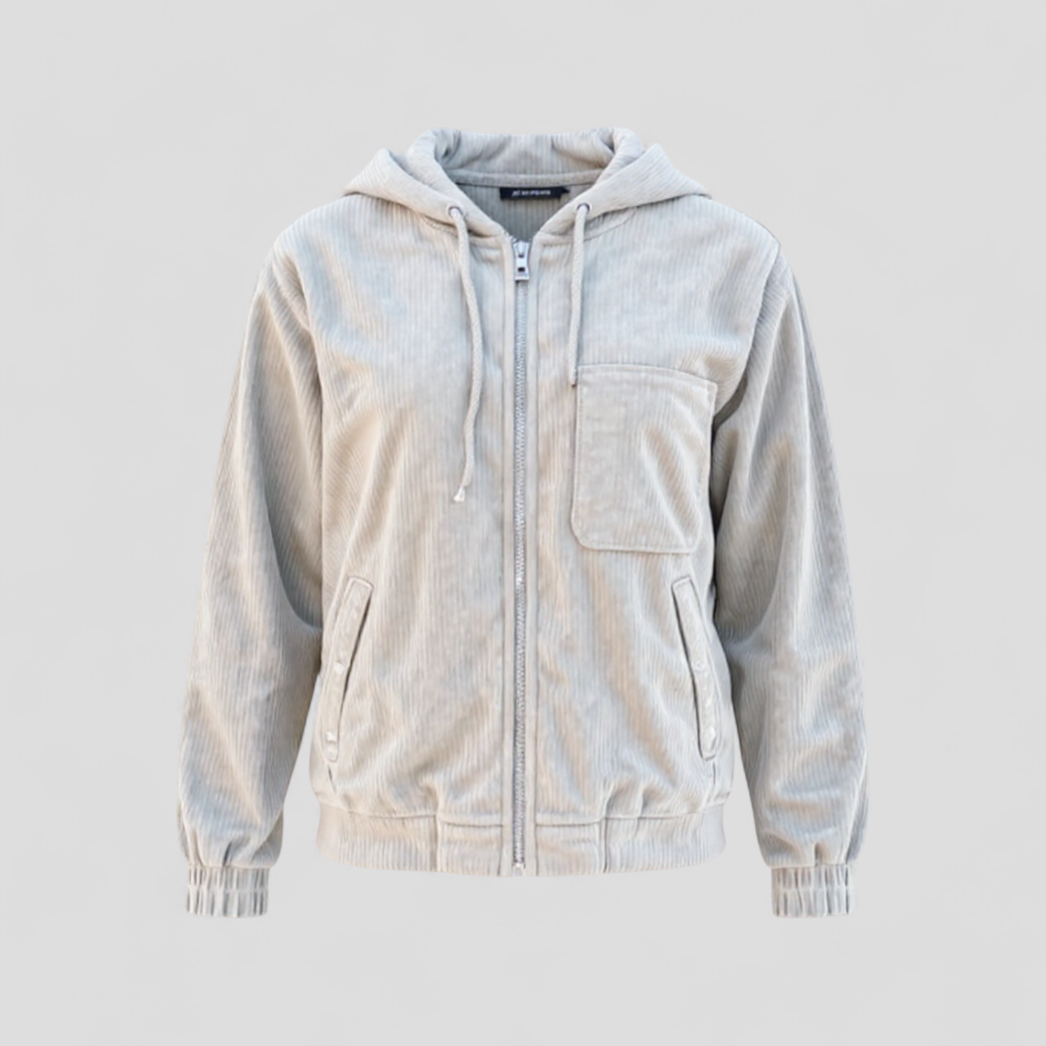 Vallea | Giacca Invernale Donna con Cappuccio in Velluto - Bianco - abbigliamento donna cappuccio giacca calda giacca comoda giacca con zip giacca donna giacca per inverno giacca velluto a coste giacca versatile stile retrò - Concept Palermo