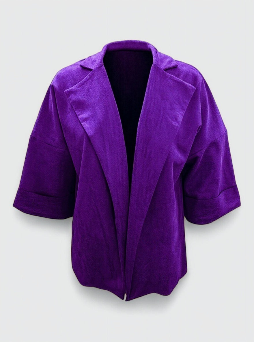 Siena | Cardigan Donna in Suede Sintetico - Viola - autunno cardigan casual collo a revers donna fashion moda primavera suede sintetico versatile - Concept Palermo