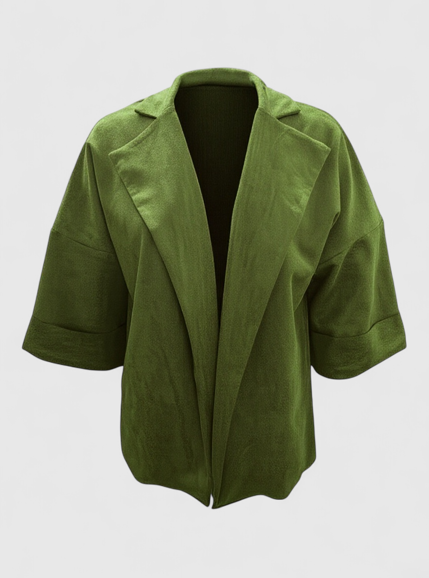 Siena | Cardigan Donna in Suede Sintetico - Verde - autunno cardigan casual collo a revers donna fashion moda primavera suede sintetico versatile - Concept Palermo