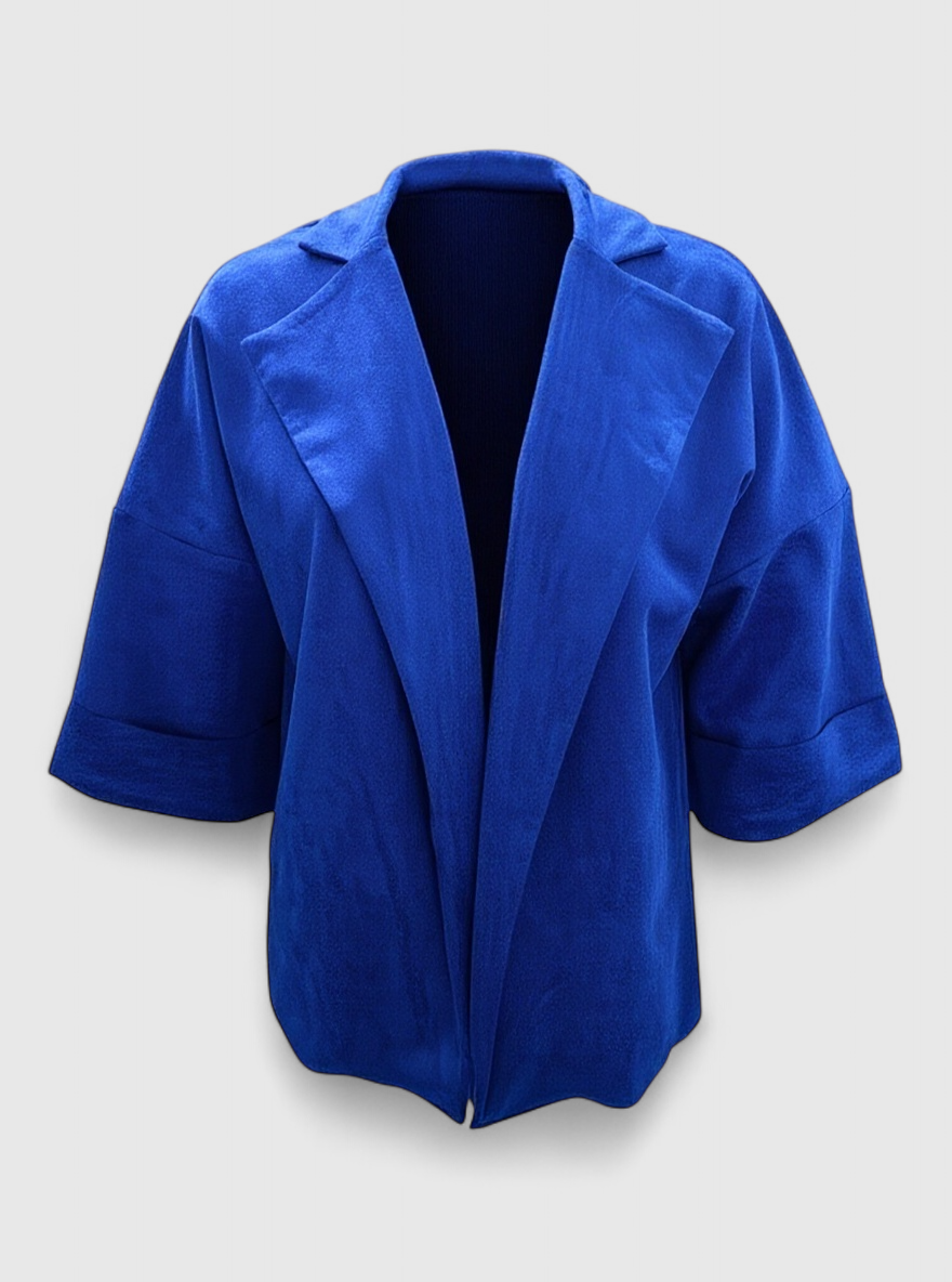 Siena | Cardigan Donna in Suede Sintetico - Blu - autunno cardigan casual collo a revers donna fashion moda primavera suede sintetico versatile - Concept Palermo
