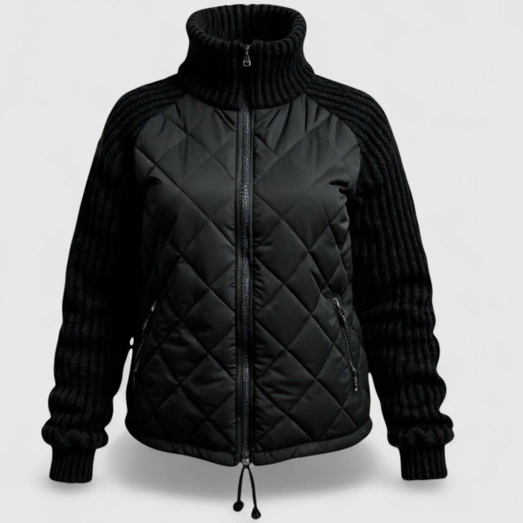 Yulia | Giacca Piumino Leggera da Donna - Nero - abbigliamento donna giacca comoda giacca elegante giacca estiva donna giacca leggera giacca multifunzionale giacca patchwork giacca piumino outerwear femminile piumino donna - Concept Palermo