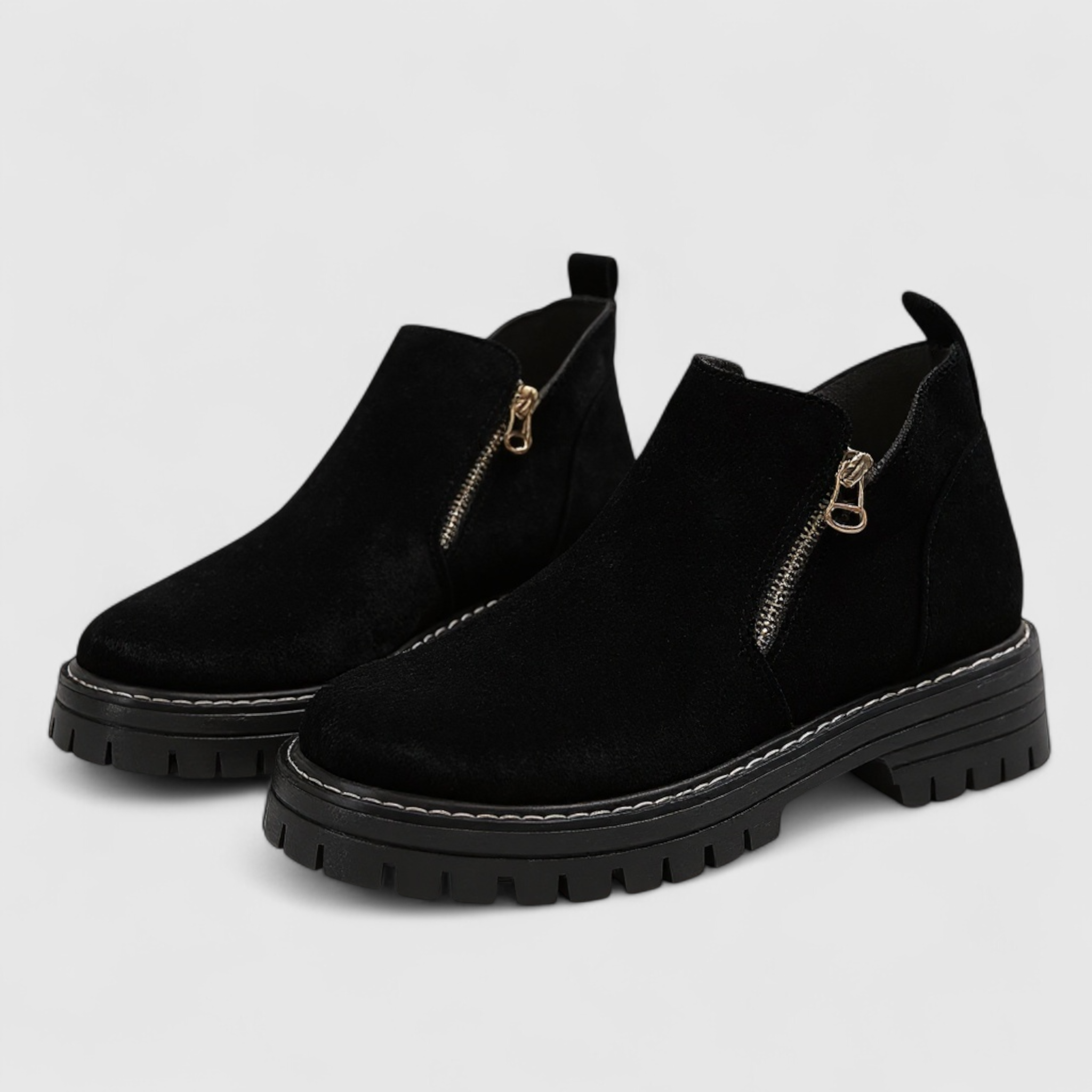 Adie | Stivaletti Donna con Punta Rotonda e Cerniera - Nero - calzature femminili chiusura cerniera comfort design ergonomico impermeabile moda donna punta rotonda soletta antiscivolo stile stile versatile stivaletti donna tacco quadrato - Concept Palermo