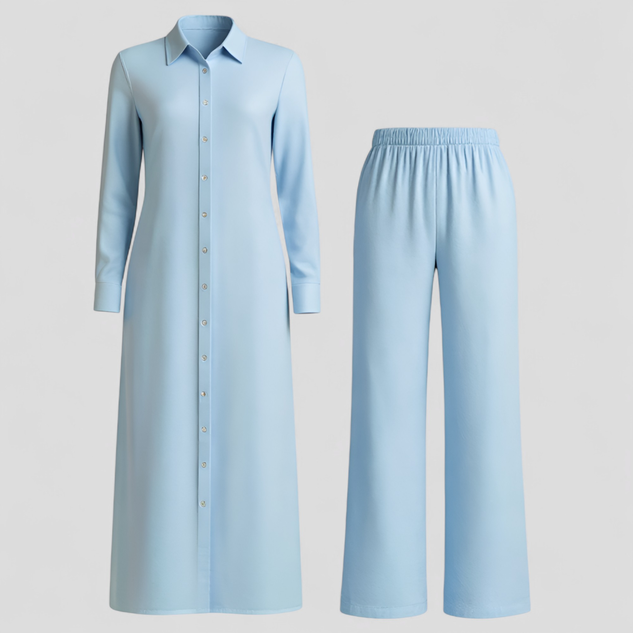 Valeria | Completo Donna Elegante in Estivo - Blu - abbigliamento estivo abiti estivi blousejurk comfort e stile linnen estivo moda estiva pantaloni in linnen set di linnen - Concept Palermo