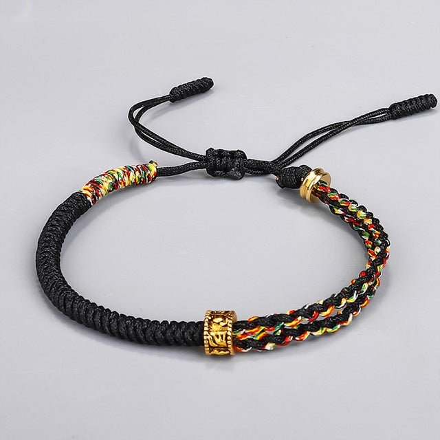Bracciale portafortuna Buddismo | Bracciale vintage fatto a mano per la felicità - Nero - - Concept Palermo