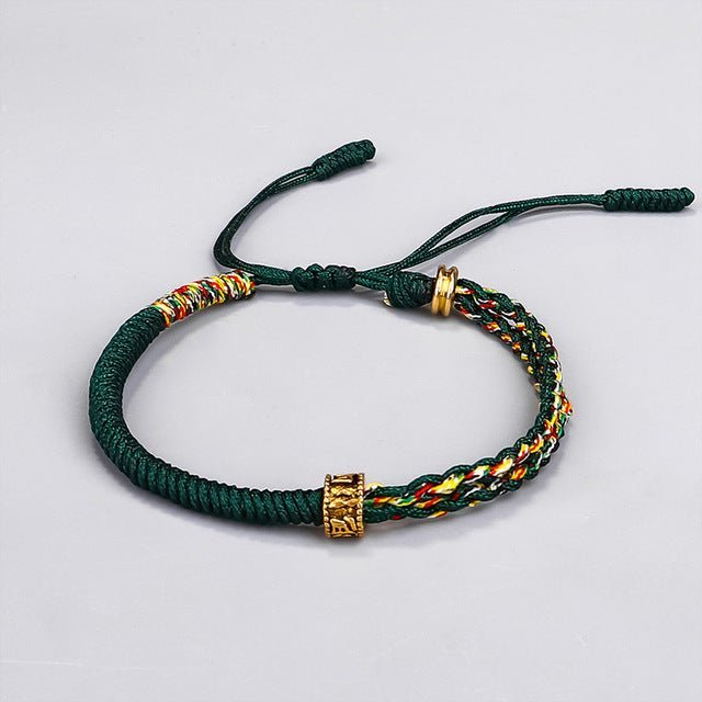 Bracciale portafortuna Buddismo | Bracciale vintage fatto a mano per la felicità - Verde - - Concept Palermo