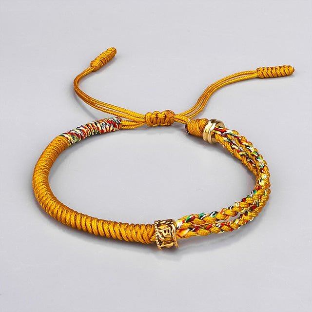 Bracciale portafortuna Buddismo | Bracciale vintage fatto a mano per la felicità - Giallo - - Concept Palermo