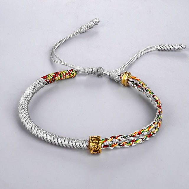 Bracciale portafortuna Buddismo | Bracciale vintage fatto a mano per la felicità - Grigio - - Concept Palermo
