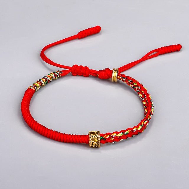 Bracciale portafortuna Buddismo | Bracciale vintage fatto a mano per la felicità - Rosso - - Concept Palermo
