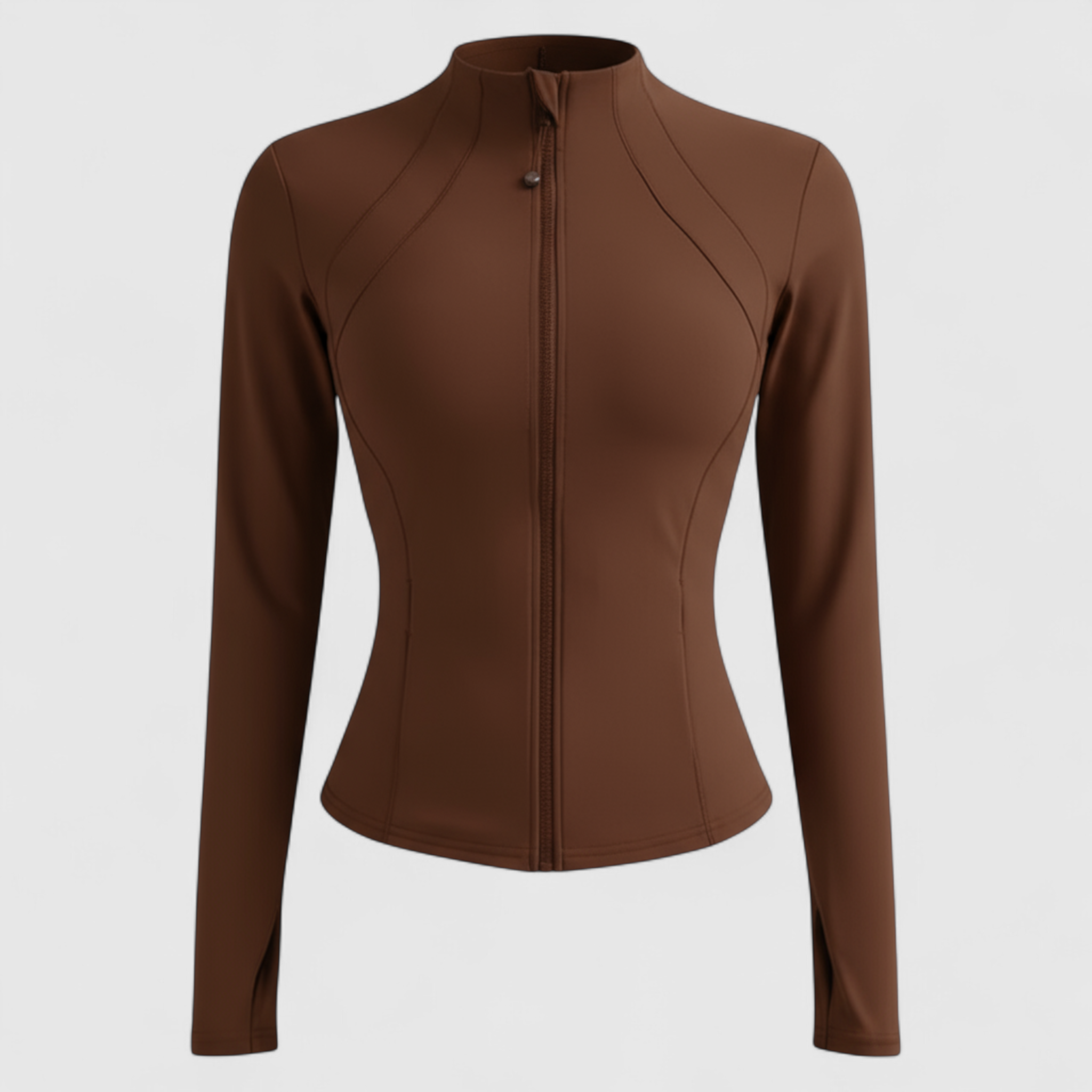 Cala | Giacca Sportiva Slim Fit per Donna - Camel - abbigliamento sportivo giacca con zip giacca corsa giacca fitness giacca lunga manica giacca palestra giacca slim fit giacca sportiva donna giacca traspirante giacca yoga - Concept Palermo