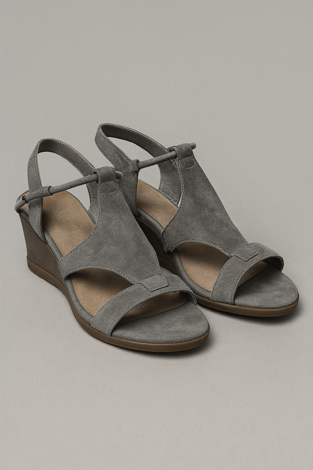Felce | Sandali con zeppa e cinturino alla caviglia - Grigio - casual sandals fashion Ladies Sandals women Women's Sandals - Concept Palermo
