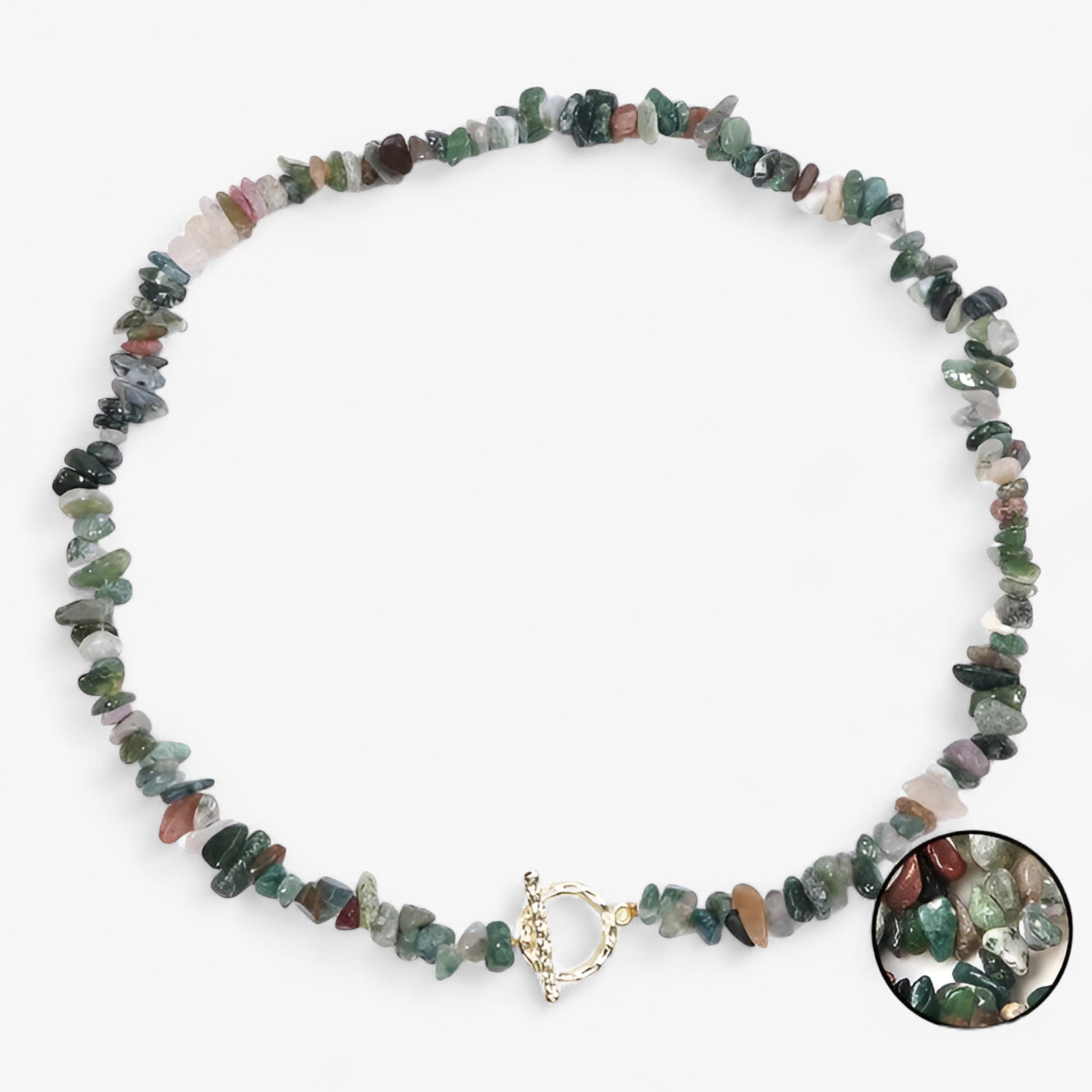 Collana di pietre semipreziose bohemien con pietra naturale e grani di pietra - Agata indiana - NECKLACES Necklaces for Women - Concept Palermo