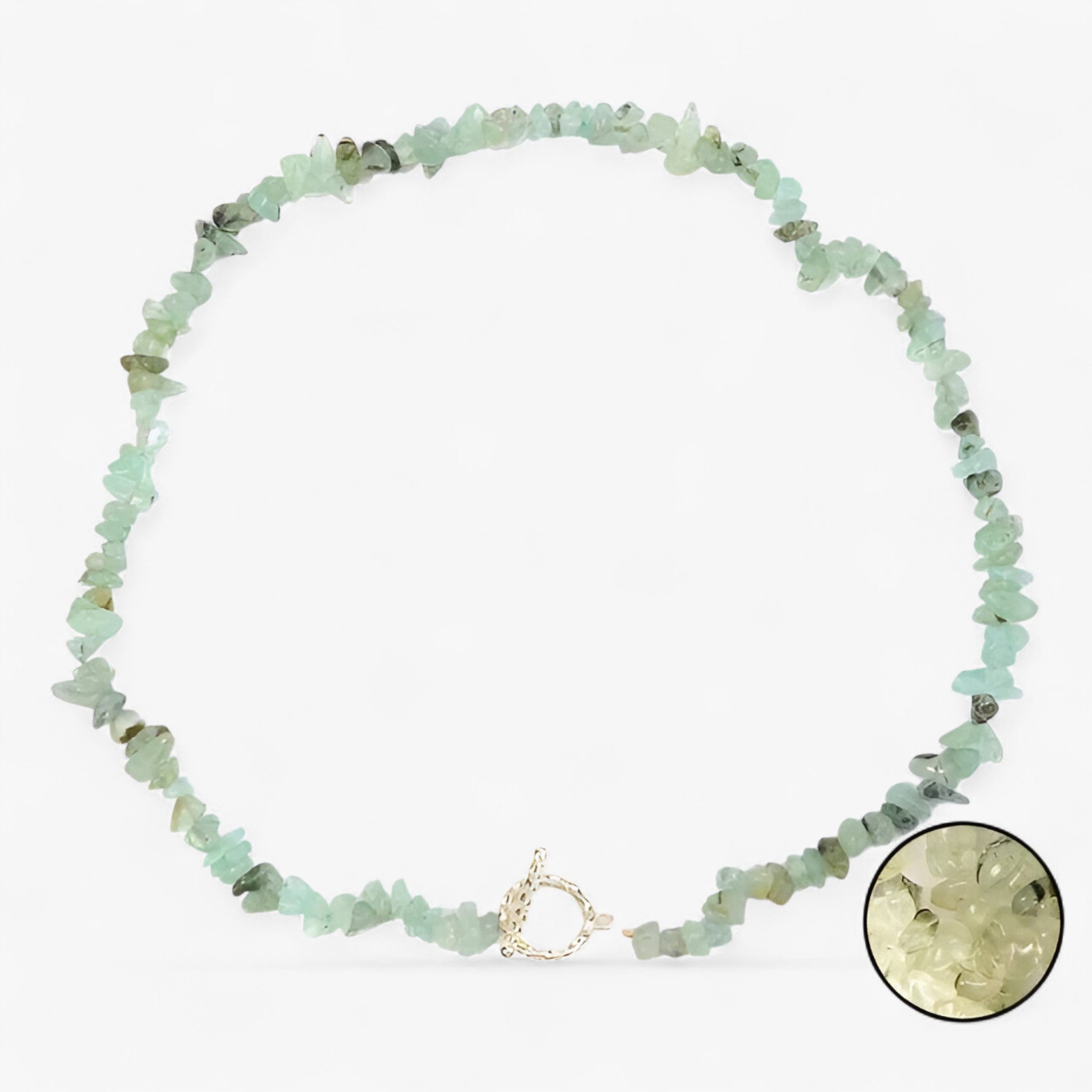 Collana di pietre semipreziose bohemien con pietra naturale e grani di pietra - Prehnite - NECKLACES Necklaces for Women - Concept Palermo