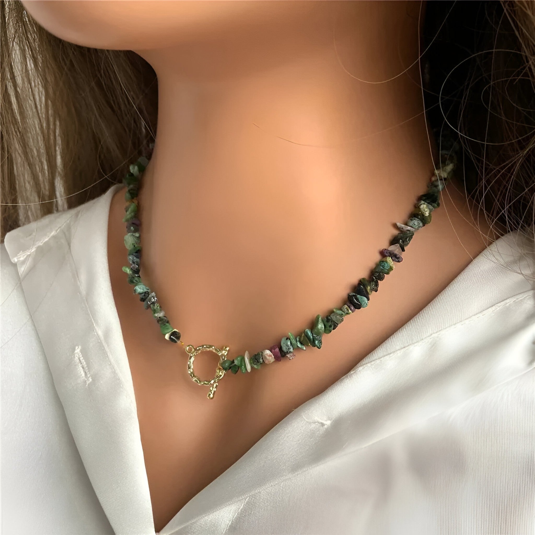 Collana di pietre semipreziose bohemien con pietra naturale e grani di pietra - - NECKLACES Necklaces for Women - Concept Palermo