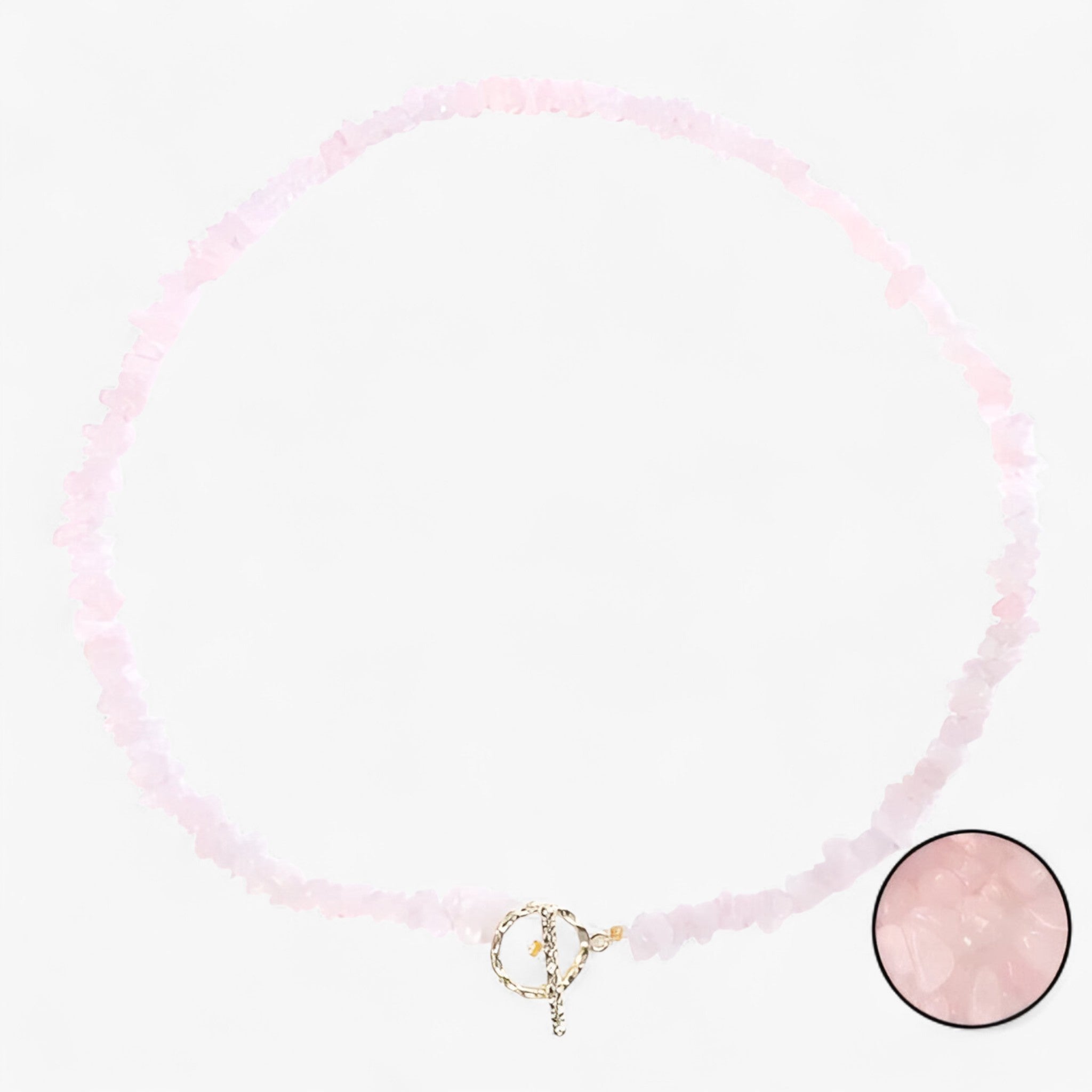 Collana di pietre semipreziose bohemien con pietra naturale e grani di pietra - Quarzo Rosa - NECKLACES Necklaces for Women - Concept Palermo