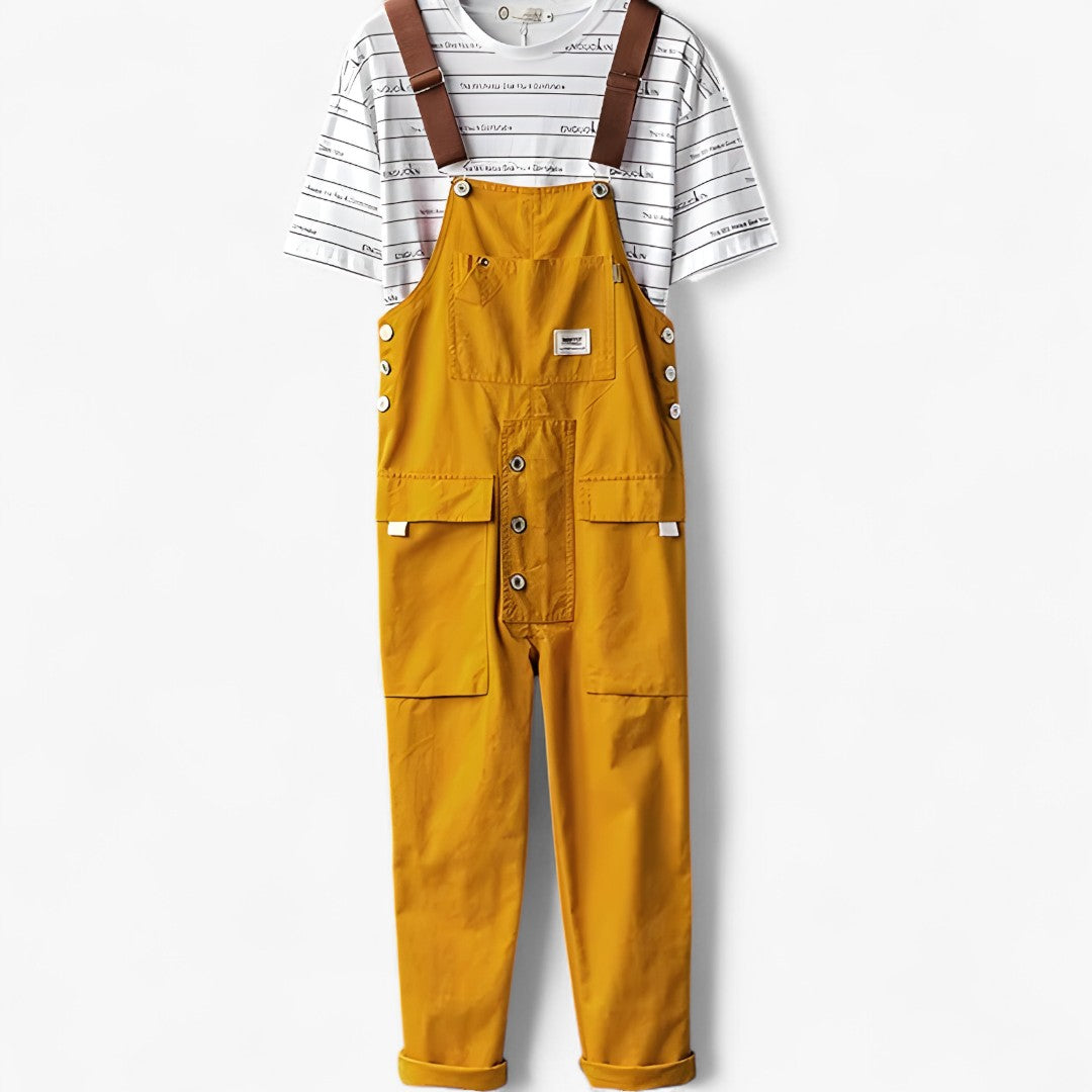 Elias | Salopette cargo utility da uomo - Vestibilità regolabile - Giallo - jumpsuit - Concept Palermo