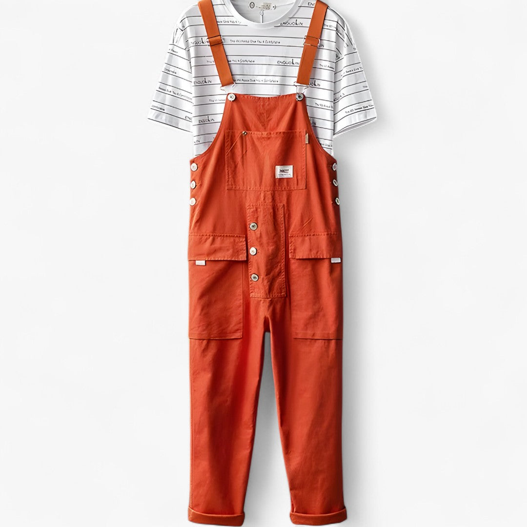 Elias | Salopette cargo utility da uomo - Vestibilità regolabile - Arancia - jumpsuit - Concept Palermo