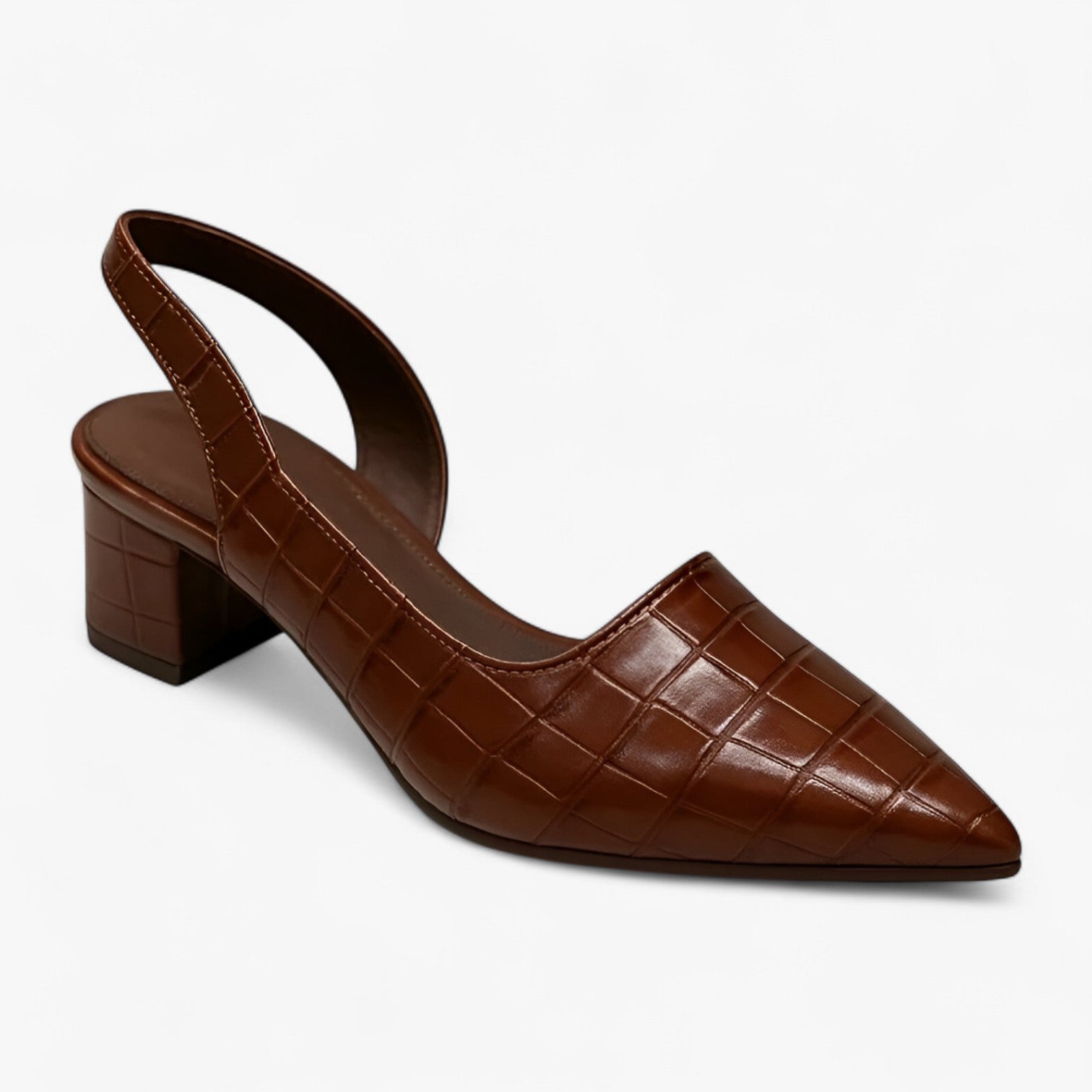 Amara | Scarpe con Tacco - Design Croco, Piacere di Camminare - Marrone scuro - ALLE bestsellers17-6 Crystalli Damen Damenformelle Schuhe Damenkollektion Damenschuhe new bestseller orthorelief zomer2024 - Concept Palermo