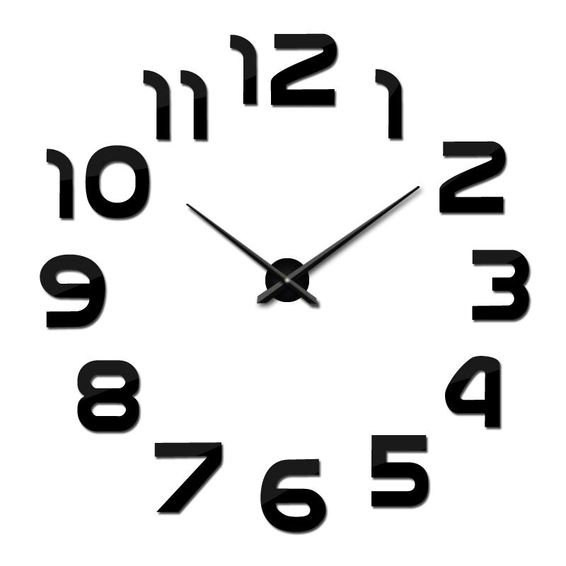 Grande orologio da parete in acrilico 3D | Modern Time Display - Aggiunge un design elegante e profondità al tuo spazio - Nero - wall clocks - Concept Palermo