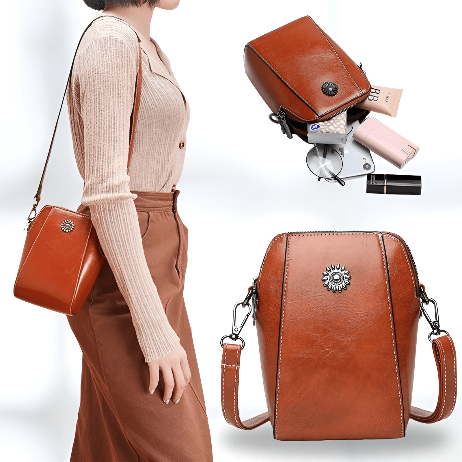 LeatherBag™ - Custodia per cellulare - Giallo - Bags Shoulder Bags women bags womens wallet - Concept Palermo