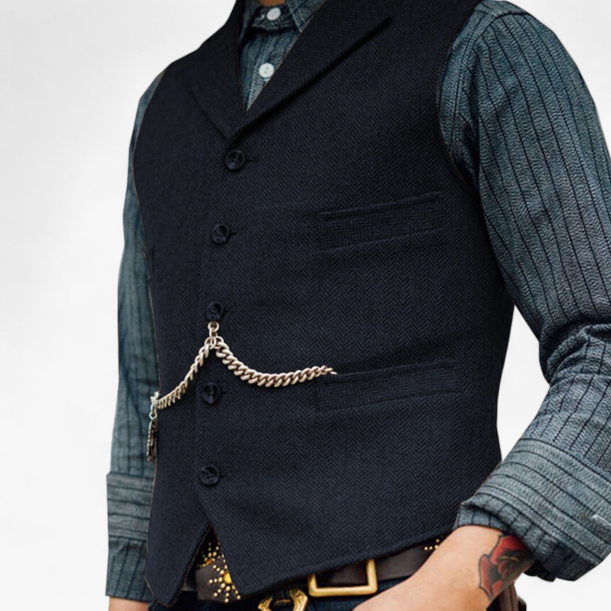 Henry | Gilet business in ottone - Eleganza senza tempo - Blu marino - - Concept Palermo