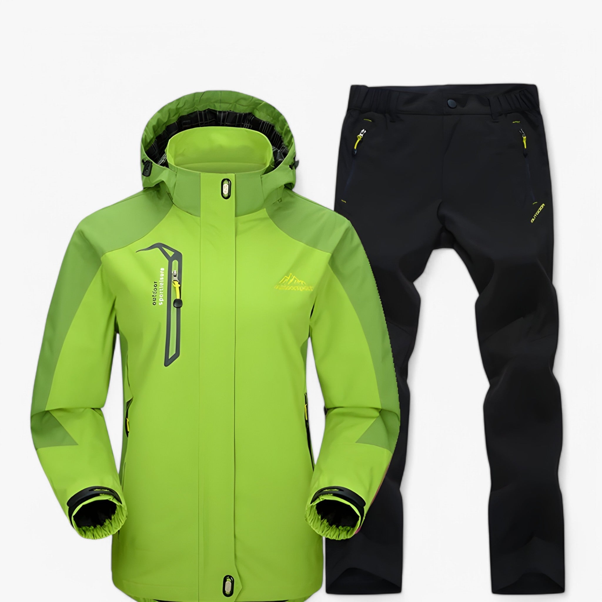 Set da escursionismo impermeabile con giacca e pantaloni - Verde nero - hiking set outfit jackets and pants Unisex - Concept Palermo