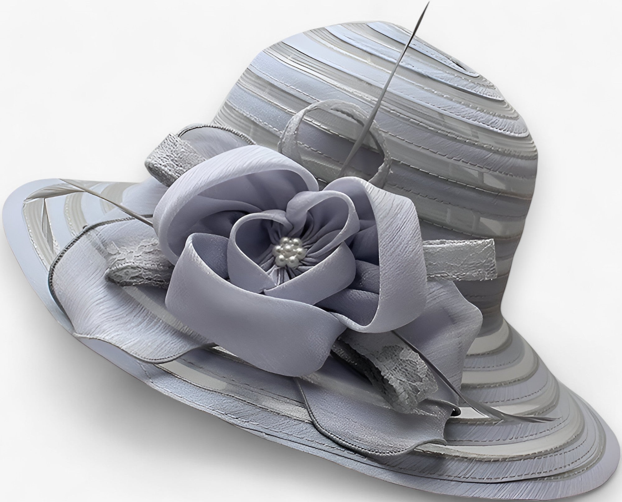 ELEGANCE | Cappello da sole in organza da donna - Elegante protezione solare - Grigio M56-58cm - hat Spring and Summer summer Sun Hats white WOMEN womens fashion - Concept Palermo