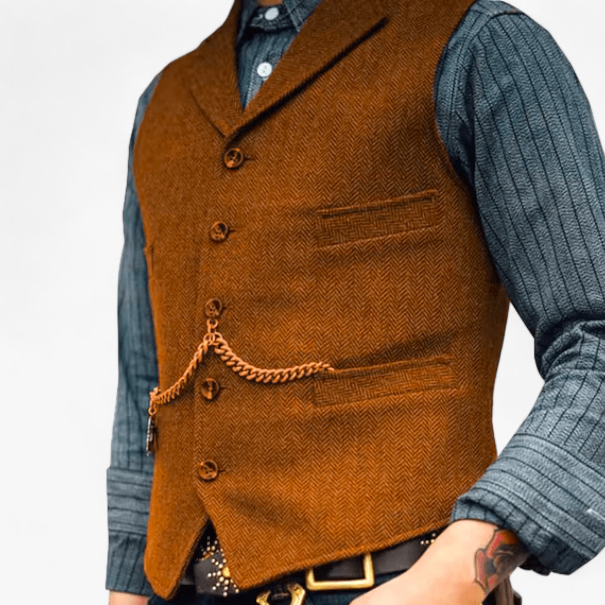 Henry | Gilet business in ottone - Eleganza senza tempo - Caffè - - Concept Palermo