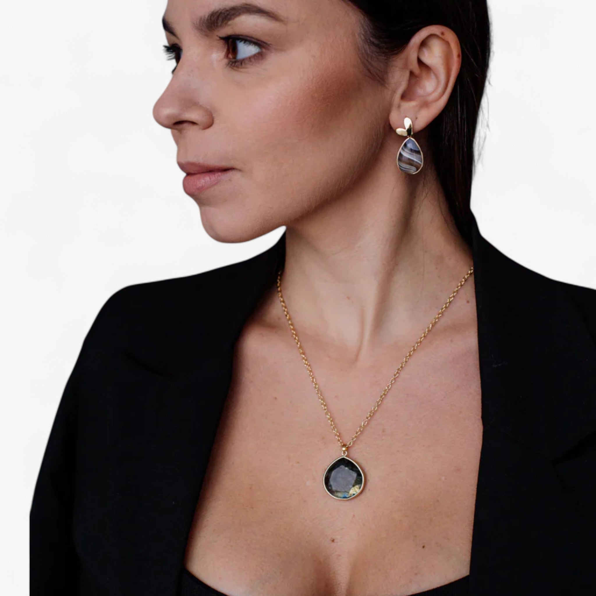 Collana in oro con labradorite naturale - - Chains Necklaces NECKLACES Necklaces for Women - Concept Palermo