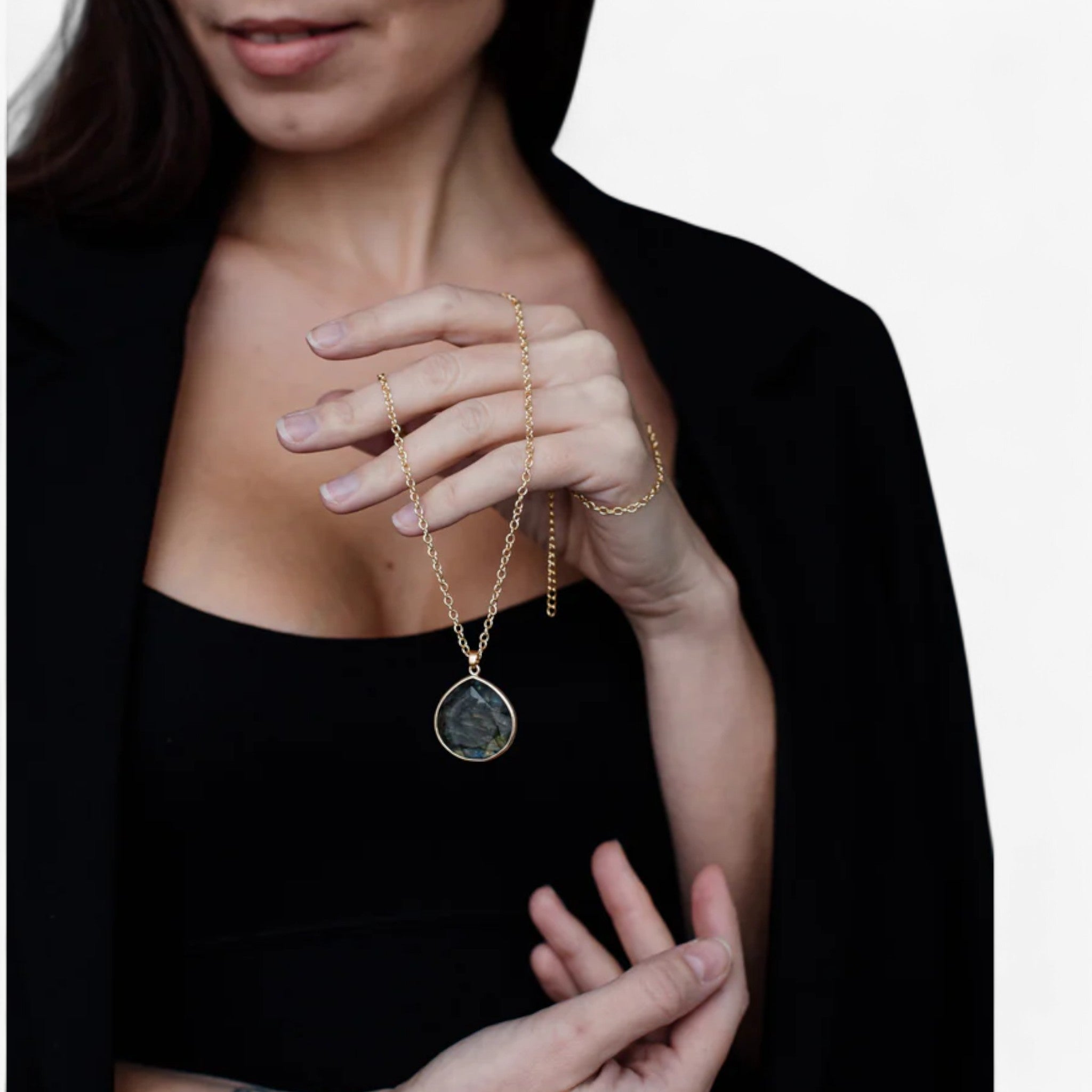 Collana in oro con labradorite naturale - - Chains Necklaces NECKLACES Necklaces for Women - Concept Palermo