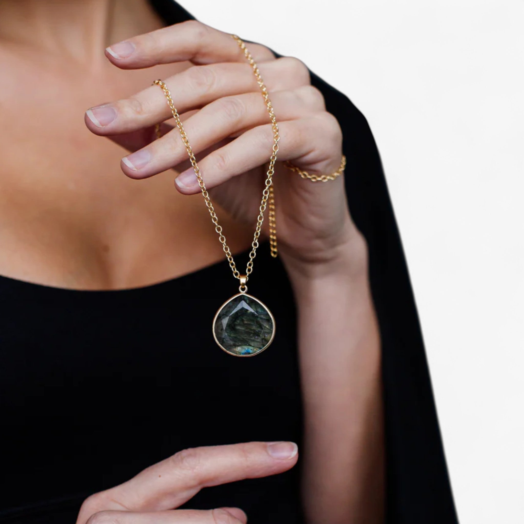 Collana in oro con labradorite naturale - - Chains Necklaces NECKLACES Necklaces for Women - Concept Palermo